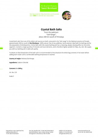 Krauterhaus Sanct Bernhardt Crystal Bath Salts3 kg