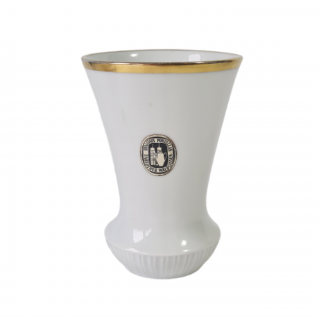 Ваза винтажная Bareuther Waldsassen Bavaria с золотым кантом, небольшая, фарфор, 13 см, Германия, 1970-80гг.