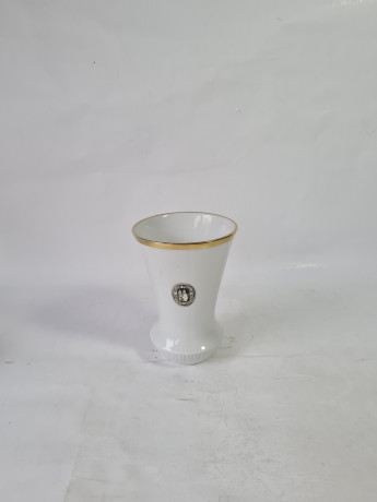 Ваза винтажная Bareuther Waldsassen Bavaria с золотым кантом, небольшая, фарфор, 13 см, Германия, 1970-80гг.