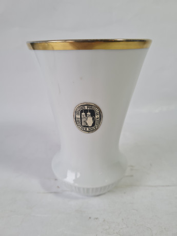 Ваза винтажная Bareuther Waldsassen Bavaria с золотым кантом, небольшая, фарфор, 13 см, Германия, 1970-80гг.