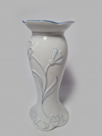 Подсвечник винтажный Seltmann Weiden Bavaria с фактурным цветочным рисунком в голубых тонах, фарфор, 13,5 x 6 см, Германия, 1960-70гг.