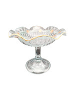 Фруктовница винтажная средняя Im Stil Walther Glas с объемным декором, стекло, 18 х 23.5 см, Германия, 1970-80гг.