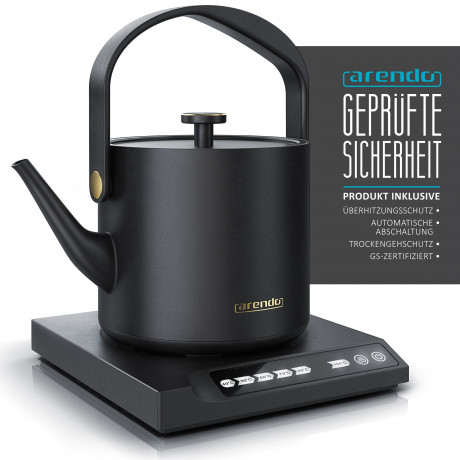 Arendo Arendo Wasserkocher, 0,5 l, 1000 W, Edelstahl, Warmhaltefunktion, Temperatureinstellung 40° 100°  Чайник Arendo, 0,5 л, 1000 Вт, нержавеющая сталь, функция поддержания тепла, регулировка температуры 40° 100°