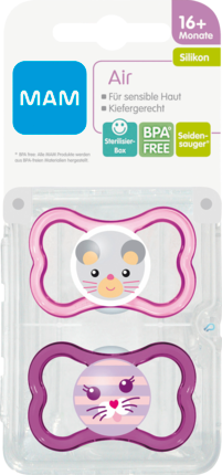 MAM Соска Air Силикон ab 16 Месяц ы для Mädchen inklusive sterilisier-Transportbox, 2 шт