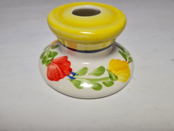 Decorado Amano Подсвечник с ярким цветочным рисунком, ручная роспись, 4 x 7 см, Италия, 1960-70гг.