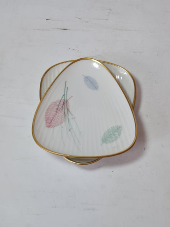 Тарелки сервировочные винтажные Thomas, треугольная форма, 2 шт., фарфор, Германия, 1960-70гг.