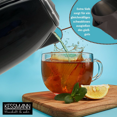 KESSMANN LENTZ KESSMANN LENTZ Wasserkocher Edelstahl 1,8 L mit Abschaltautomatik elektrischer Kettle 2 Teeglaser, 1.8 l, 1800,00 W, Wasseraufbereiter Schnelles aufheizen Wasser heizen kochen Aufwarmen Чайник KESSMANN LENTZ нержавеющая сталь 1,8 л с автом