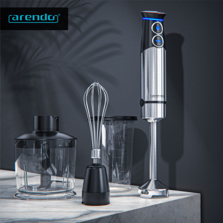 Arendo Arendo Stabmixer, 1500 W, Purierstab Edelstahl Set, stufenlose Geschwindigkeit + Turbotaste Ручной блендер Arendo, 1500 Вт, набор очищающих стержней из нержавеющей стали, постоянная скорость + кнопка турбо.