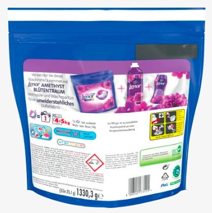LENOR Colorwaschmittel Pods Amethyst, 3 х 53 Wl ЛЕНОР Капсулы для стирки с ароматом Цветочная мечта, 3 уп х 53 шт (159шт)