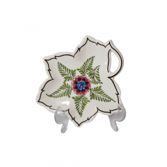 Delft Тарелка в виде листа с растительным декором, 16 x 15 x 2 см, Голландия, 1960-70гг.