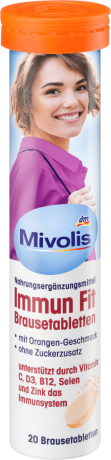 Mivolis Immun Fit Brausetabletten Комплексные витамины для поднятия иммунитета, растворимые шипучие таблетки 20 шт.
