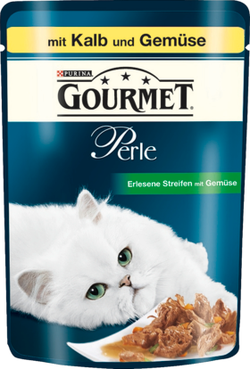 GOURMET Влажный корм Для кошек, Perle Erlesene streifen с Теленком и Овощи , 85 г
