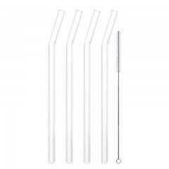 Eisch Eisch Gentleman Trinkhalm geknickt Glas Set 4-tlg. mit Reinigungsburste - im Geschenkkarton l: 22,5 cm / d: 9 mm Eisch Gentleman Набор гнутых стаканов для питья, 4 предм. с щеточкой для чистки - в подарочной упаковке д: 22,5 см / д: 9 мм