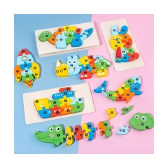 Syntek Bauklotze fur Kinder Holzklotze fur Kinder mit 3D-Tierformen Строительные блоки для детей Деревянные блоки для детей с 3D-фигурами животных