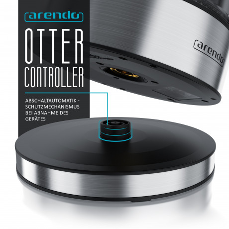 Arendo Arendo Wasserkocher, 1,7 l, 2200 W, Edelstahl mit Glaskorper, Temperaturwahl 40°C 100°C, Aufkochfunktion  Чайник Arendo, 1,7 л, 2200 Вт, нержавеющая сталь, стеклянный корпус, выбор температуры 40°С 100°С, функция кипячения.