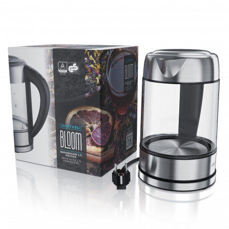 Arendo Arendo Wasserkocher, 1,7 l, 2200 W, Edelstahl mit Glaskorper, Temperaturwahl 40°C 100°C, Aufkochfunktion  Чайник Arendo, 1,7 л, 2200 Вт, нержавеющая сталь, стеклянный корпус, выбор температуры 40°С 100°С, функция кипячения.