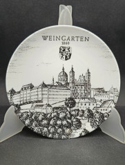 Тарелка декоративная в бело-черных тонах Altenkunststadt "Аббатство Вайнгартен (1860)" винтажная, фарфор, 17 см, Германия, 1960-70гг.