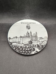 Тарелка декоративная в бело-черных тонах Altenkunststadt "Аббатство Вайнгартен (1860)" винтажная, фарфор, 17 см, Германия, 1960-70гг.