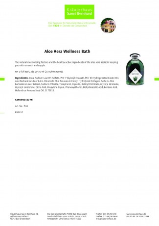 Krauterhaus Sanct Bernhardt Aloe Vera Wellness Bath, 500-мл-бутылка