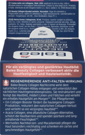 Balea Beauty Collagen Nachtcreme mit Collagen-Booster Балеа Ночной крем с Коллагеном, подтягивает кожу и уменьшает морщины, 50 мл
