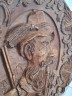 German Wood Винтажное деревянное панно "Охотник", ручная работа, 23см, Германия 1950-60гг.