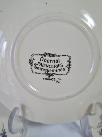 Набор тарелок винтажных Sarreguemines France, керамика с ярким цветочным узором, 5 шт х 13 x 1,5 см, Франция, 1960-70гг.