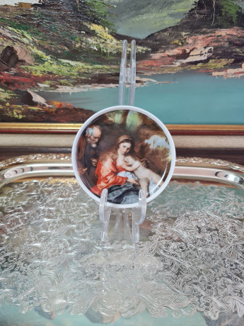 Тарелка декоративная винтажная AK Kaiser с изображением женщины с ребенком, фарфор, 10 см, Германия, 1960-70гг.