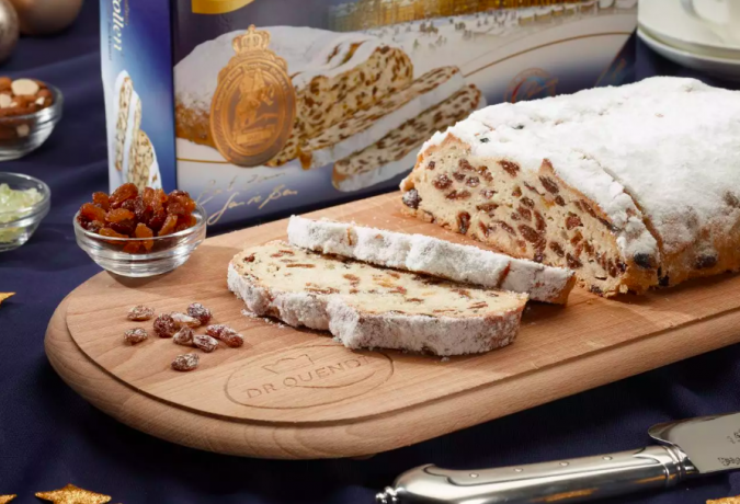 Dr. Quendt Dresdner Christstollen Штоллен 1 кг Немецкий рождественский кекс с изюмом и орехами, традиционная праздничная выпечка