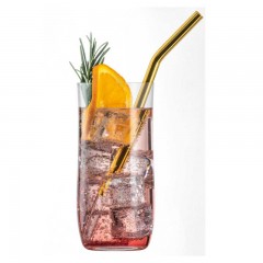 Eisch Eisch Gentleman Trinkhalm geknickt Glas Gold mit Reinigungsburste - im Geschenkkarton l: 22,5 cm / d: 9 mm Eisch Gentleman соломинка для питья из гнутого стекла золото с щеточкой для чистки - в подарочной коробке длина: 22,5 см / г: 9 мм