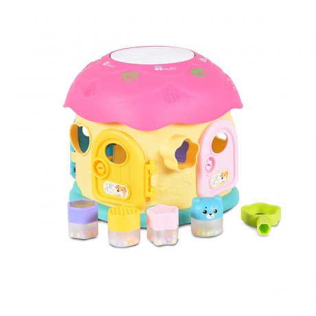 MONI Steckspiel Pilzhaus Musik Licht Formsortierspiel 4 Formen Steckpuzzle Подключаемая игра Грибной домик Музыка Свет Игра для сортировки фигур Подключаемая головоломка из 4 фигур