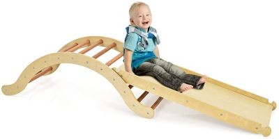 COSTWAY Kletterleiter Kinder Kletterdreieck Holz Дети поднимаются по лестнице, поднимаясь по треугольному дереву