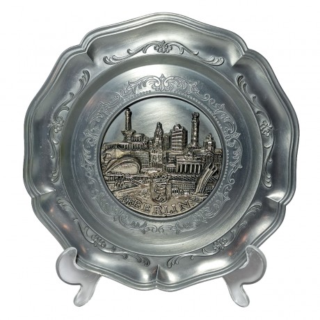 Koziol, Декоративная Тарелка-панно "Берлин" с трехмерным изображением достопримечательностей Берлина, металл, 22см, Германия 1980г
