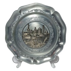 Koziol, Декоративная Тарелка-панно &quot;Берлин&quot; с трехмерным изображением достопримечательностей Берлина, металл, 22см, Германия 1980г