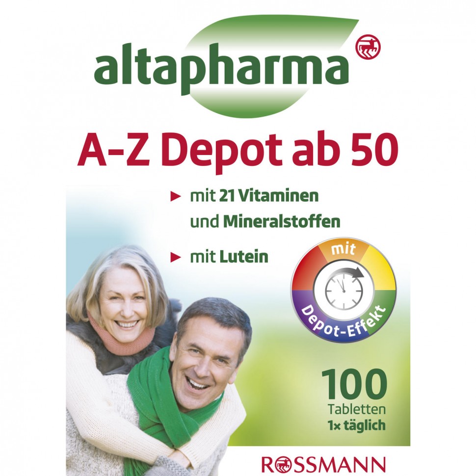 Орг 15%В наличии. altapharma A-Z Depot ab 50 Комплексные Мультивитамины для людей старше 50-ти лет, в таблетках, с витаминами и минералами 100 шт