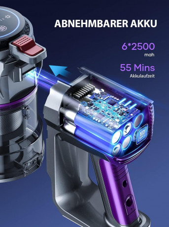 Buture Buture Akku-Hand-und Stielstaubsauger, 400,00 W, Beutellos, 33000Pa Leicht Staubsauger Kabellos mit bis zu 55 Min.Laufzeit 2500mAh  Беспроводной ручной и стержневой пылесос Buture, 400,00 Вт, без мешка, 33000 Па, легкий пылесос, беспроводной, время