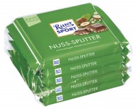 Ritter Sport (Риттер Спорт) Tafelschokolade Nuss Splitter Vollmilchschokolade mit Haselnuss-шт.chen (12 %), Kakao (30 %), 5 шт. по 100 г Упаковка 500 г