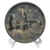 Prague Charles Bridge, Декоративное рельефное панно &quot;Ночная Прага в золоте&quot; с трехмерным изображением Карлова моста, дерево, 20см, Чехия 1950г.