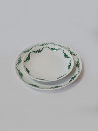 Тарелки винтажные Furstenberg с зеленым цветочным рисунком, 2 шт., фарфор, 18 и 13,5 см, Германия, 1960-70гг.