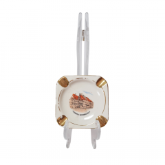 Elisenfels Arzberg Bavaria Винтажная квадратная пепельница с обильной позолотой &quot;Мюнхен&quot;, 8см, Германия,1960-70гг.