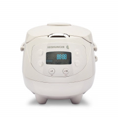 Reishunger Reishunger Reiskocher Digitaler Mini Reiskocher, 350 W, Dampfeinsatz, Messbecher, Reisloffel, Timer- und Warmhaltefunktion Grau Рисоварка Reishunger цифровая мини-рисоварка, 350 Вт, паровая вставка, мерный стакан, ложка для риса, таймер и функц