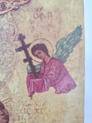 Картина винтажная &quot;Богородица&quot;, дерево, ручная роспись, 21 x 27,5 см, Германия, 1960-70гг.