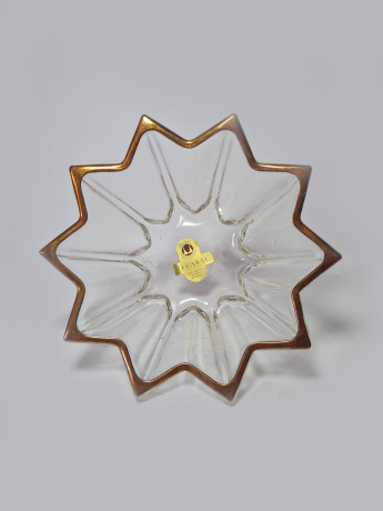 Конфетница винтажная в форме звезды, хрустальное стекло, позолота 24К, Германия, 1970-80гг.