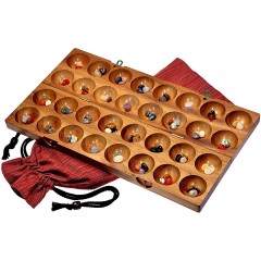 LOGOPLAY Hus Spiel – fur 2 Spieler – Bao – Kalaha – mit Edelsteinen und Stoffbeutel Игра Hus