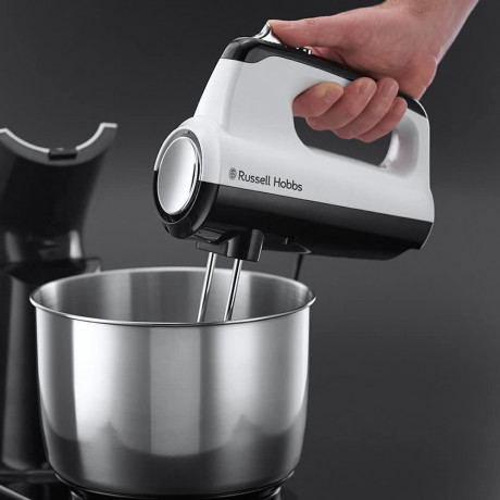 RUSSELL HOBBS RUSSELL HOBBS Handmixer Handmixer Horizon + Edelstahl-Ruhrschussel 2 Ruhrbesen+2 Knethaken, 350 W, Turbofunktion, Ruhrarm abnehmbar  Ручной миксер RUSSELL HOBBS Ручной миксер Horizon + чаша из нержавеющей стали 2 венчика + 2 насадки для тест