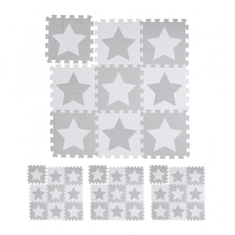 relaxdays 36 x Puzzlematte Sterne weiss-grau 36 x коврик-пазл звезды бело-серый