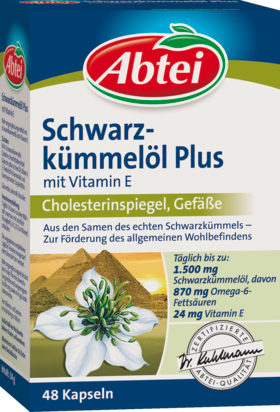Abtei Schwarzkmmell Масло черного тмина плюс витамина Е в капсулах, 48 шт