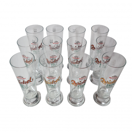 Бокалы пивные винтажные Rastal Moninger/ Zwickel, заводская упаковка, стекло, 0.2 л, 19 см, 12 шт., Германия, 1970-80гг.