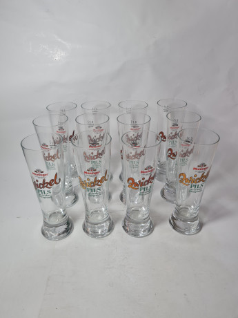 Бокалы пивные винтажные Rastal Moninger/ Zwickel, заводская упаковка, стекло, 0.2 л, 19 см, 12 шт., Германия, 1970-80гг.