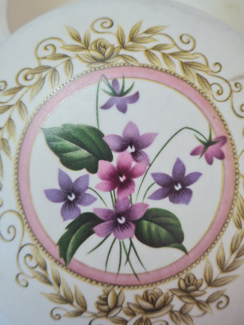 Шкатулка круглая винтажная Swanage Purbeck Ceramics, керамика с ярким цветочным рисунком, ручная работа, 11 x 4,5 см, Англия, 1960-70гг.