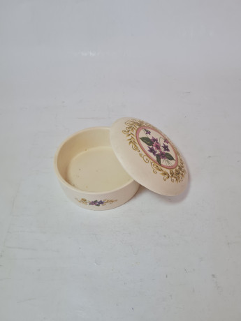 Шкатулка круглая винтажная Swanage Purbeck Ceramics, керамика с ярким цветочным рисунком, ручная работа, 11 x 4,5 см, Англия, 1960-70гг.